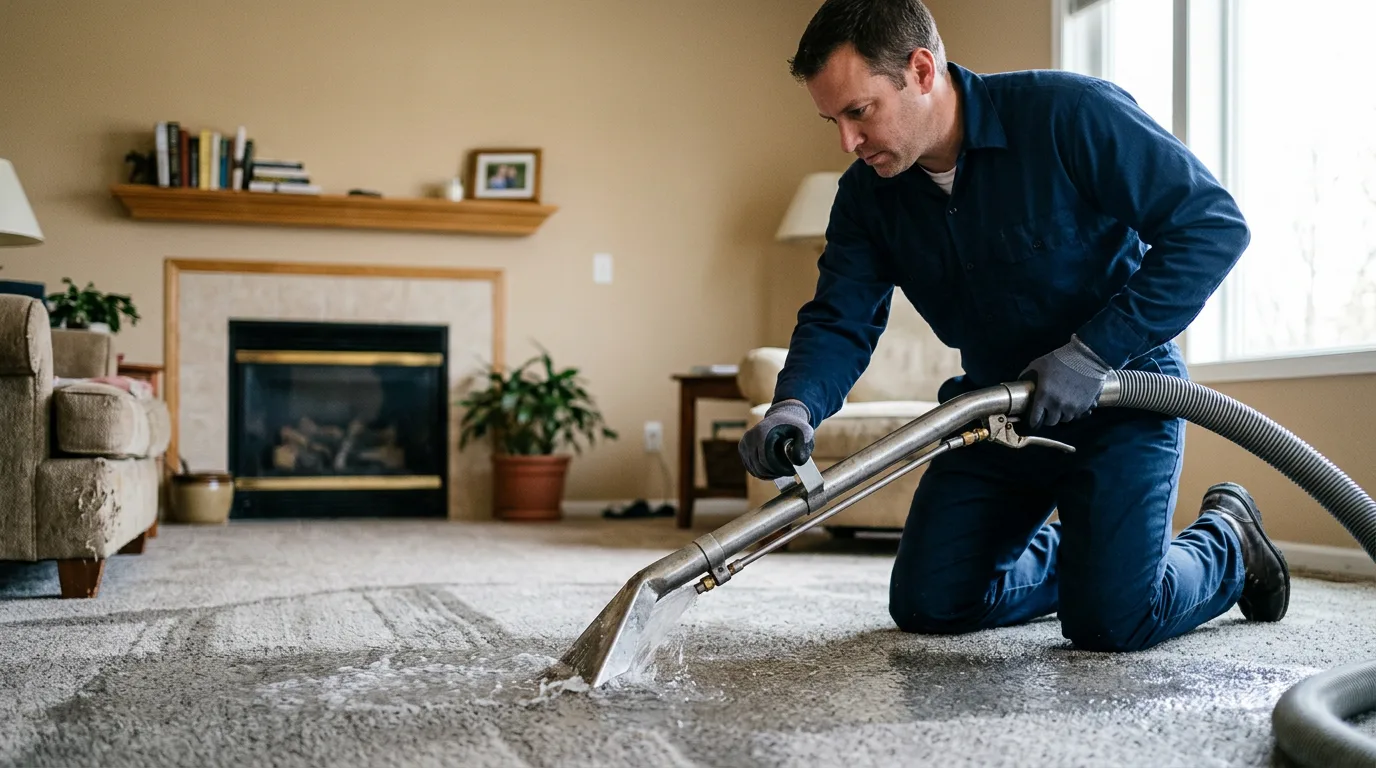Water damage restoration technician working near East Islip, NY